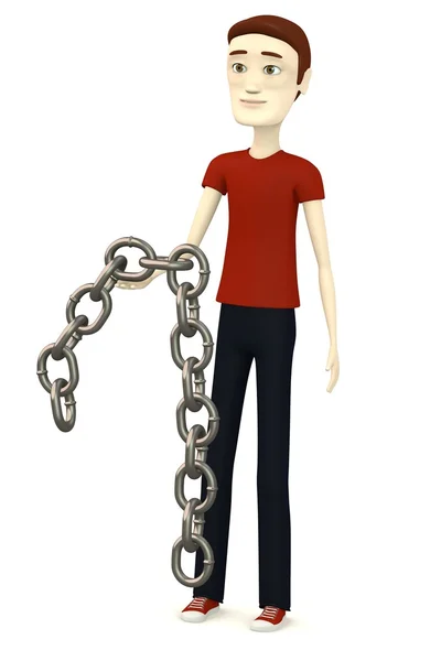 3D vykreslení kreslené postavičky s řetězem — Stock fotografie