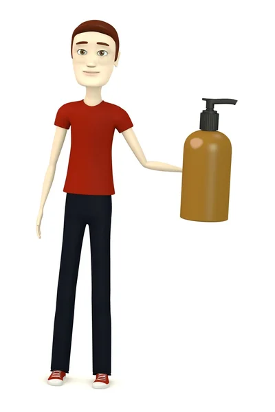 3D визуализация персонажа мультфильма с мылом — стоковое фото