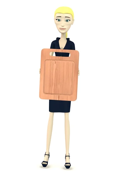 3d renderizado de personaje de dibujos animados con tablero de cocina —  Fotos de Stock
