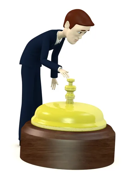 3d render of cartoon character with bell — Stock Photo, Image