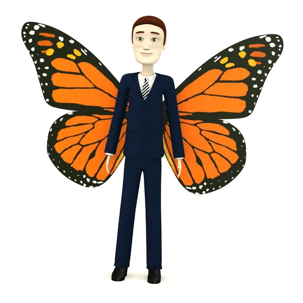 3d renderizado de personaje de dibujos animados como mariposa —  Fotos de Stock