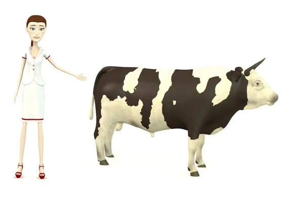 3D візуалізація мультиплікаційного персонажа з биком — стокове фото