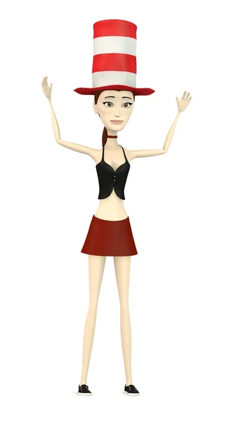 3d renderizado de personaje de dibujos animados con sombrero — Foto de Stock