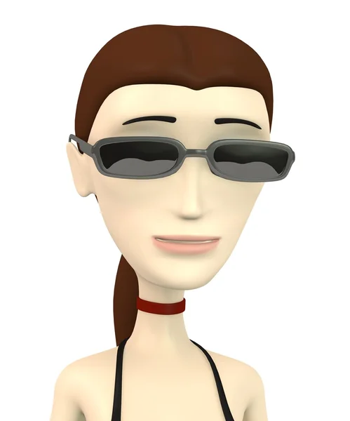 3D καθιστούν χαρακτήρα κινουμένων σχεδίων με γυαλιά — Φωτογραφία Αρχείου