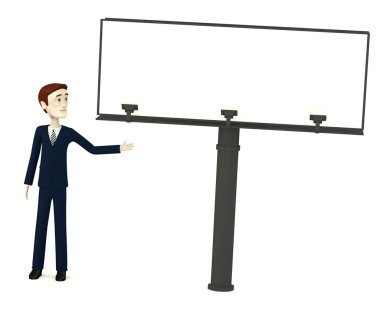 çizgi film karakteri ile billboard 3D render