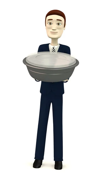3d render of cartoon character with bowl — Stock Photo, Image