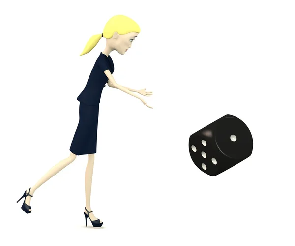 3d рендер мультипликационного персонажа с dice — стоковое фото