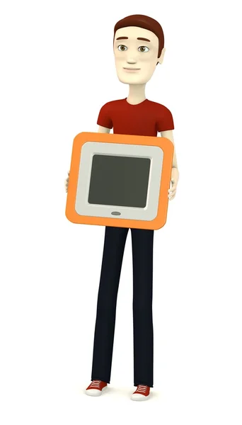 3D візуалізація мультиплікаційного персонажа з цифровою рамкою — стокове фото
