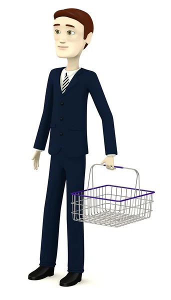 3d renderizado de personaje de dibujos animados con cesta — Foto de Stock