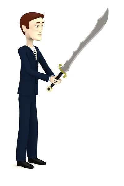 3d renderização de personagem de desenho animado com espada exótica — Fotografia de Stock