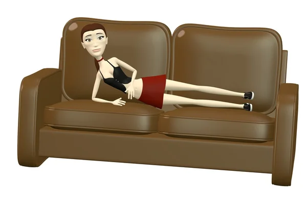 3d render of cartoon character on sofa — Stock Photo, Image