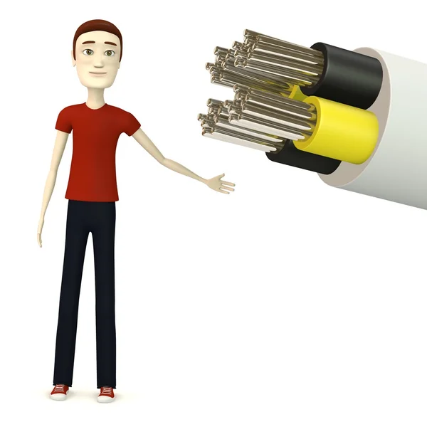 3d render of cartoon character with cable — Stock Photo, Image