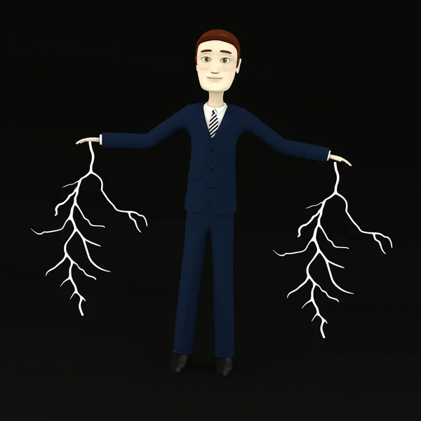 3D render Lightning'ler ile çizgi film karakteri — Stok fotoğraf
