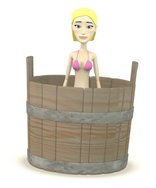 Renderização 3d de personagem de desenho animado em balde — Fotografia de Stock