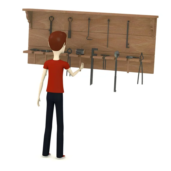 3D renderowania postać z kreskówek z półką — Zdjęcie stockowe