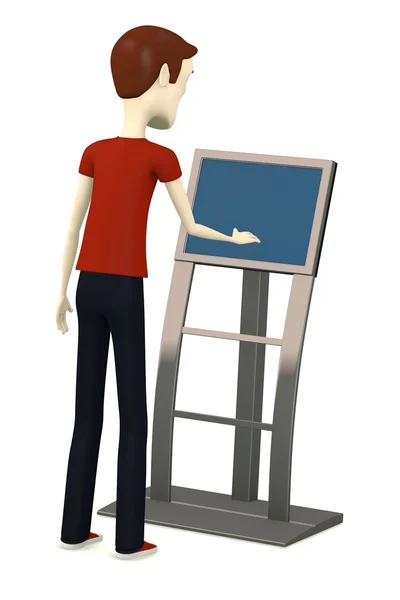 3D-Darstellung der Zeichentrickfigur mit Terminal — Stockfoto