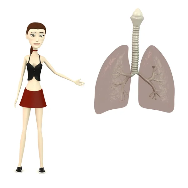 3d renderizado de personaje de dibujos animados con pulmones —  Fotos de Stock
