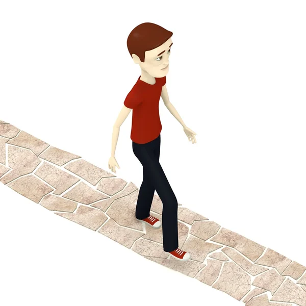 3D візуалізація мультиплікаційного персонажа на дорозі — стокове фото