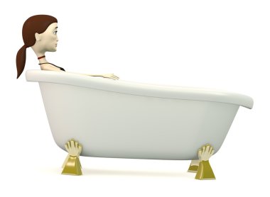 çizgi film karakteri, banyo 3D render