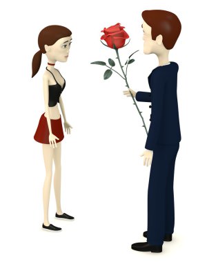 çizgi film characer rose ile 3D render
