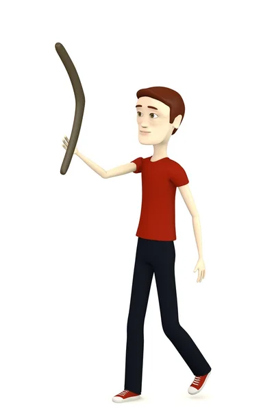 3d render of cartoon character with boomerang — Stock Photo, Image