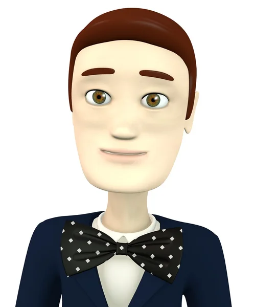 3d render of cartoon character with bow tie — Stock Photo, Image