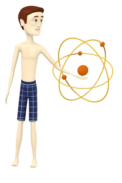 Карикатурный персонаж с атомом — стоковое фото