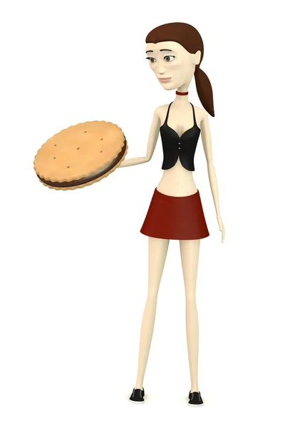 3D εικόνα του χαρακτήρα κινουμένων σχεδίων με μπισκότο — Φωτογραφία Αρχείου