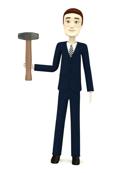 Renderização 3d de personagem de desenho animado com martelo de ferreiro — Fotografia de Stock