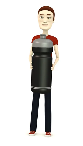 3d render of cartoon character with bottle — Stock Photo, Image