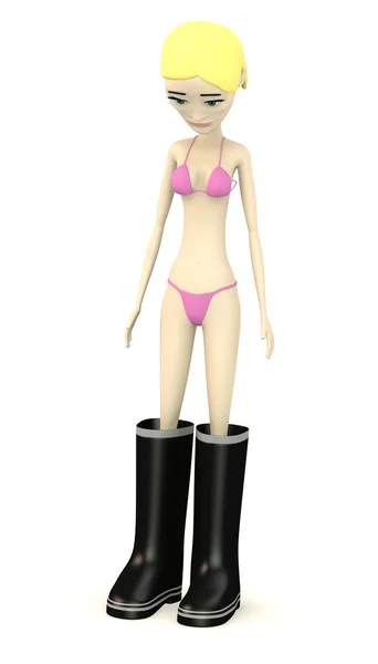 3d renderizado de personaje de dibujos animados con botas divertidas — Foto de Stock