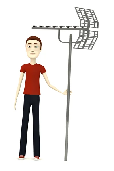 Imagem 3d de personagem de desenho animado com antena — Fotografia de Stock