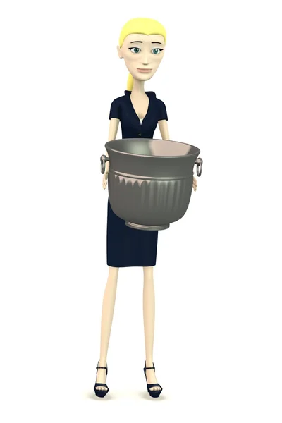 3D візуалізація персонажа мультфільму з відром — стокове фото