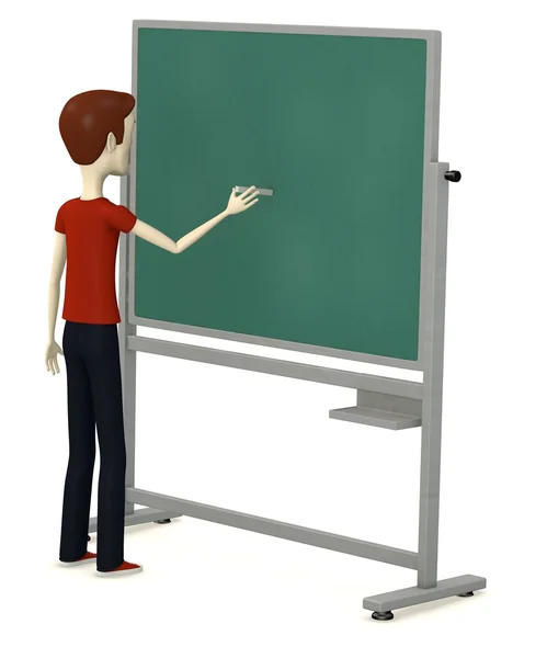 3D render av seriefiguren med blackboard — Stockfoto