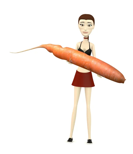 Rendering del personaggio dei cartoni animati con carota — Foto Stock