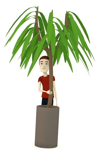 3d render of cartoon character with dracena — Stock Photo, Image