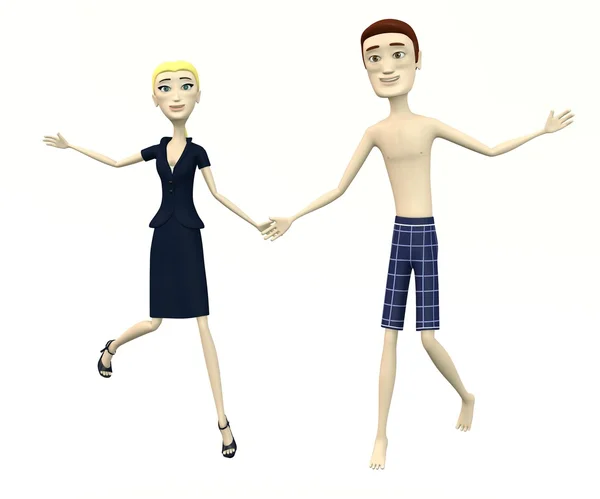 3d render of cartoon characters dancing - happy — Stock Photo, Image