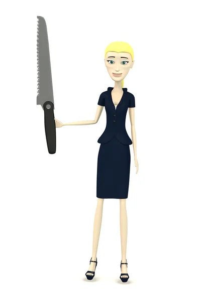 3d render of cartoon character with knife — Stock Photo, Image