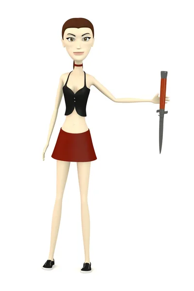 Render of cartoon character with a knife — Stock Photo, Image