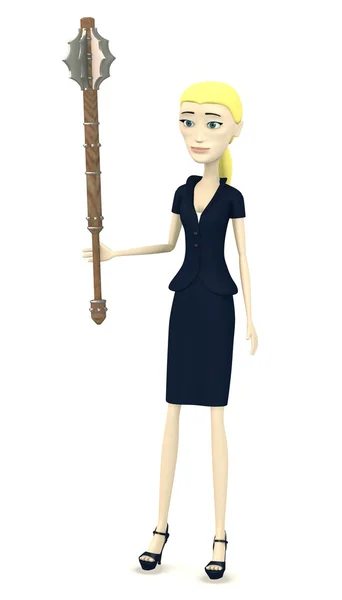 3D визуализация персонажа мультфильма с булавой — стоковое фото