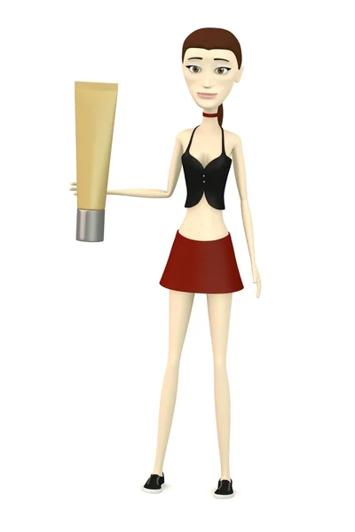 3d render of cartoon character with tube — Stock Photo, Image