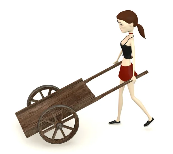 3d render of cartoon character with medieval cart — Stock Photo, Image