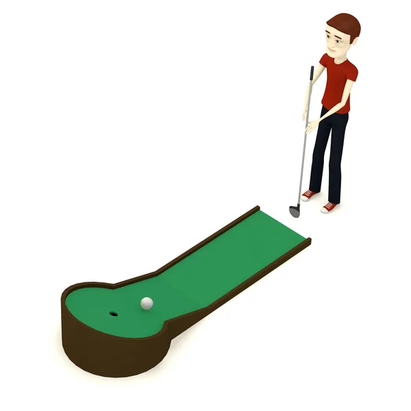 3D renderowania postać z kreskówek z Mini Golf — Zdjęcie stockowe