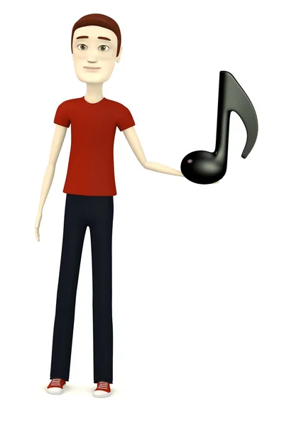 Render of cartoon character with musical symbol — Stock Photo, Image