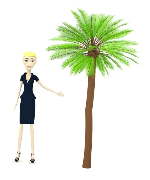 3d render of cartoon character with palm — Stock Photo, Image