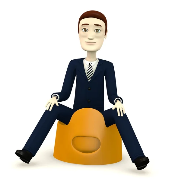 3d render of cartoon character on pot — Stock Photo, Image