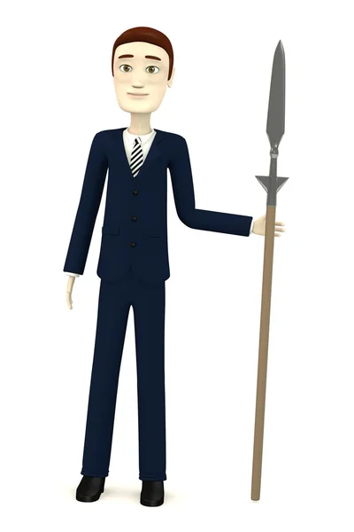 3d renderizado de personaje de dibujos animados con lanza — Foto de Stock