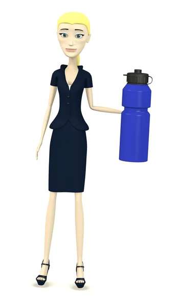 3D визуализация персонажа мультфильма со спортивной бутылкой — стоковое фото