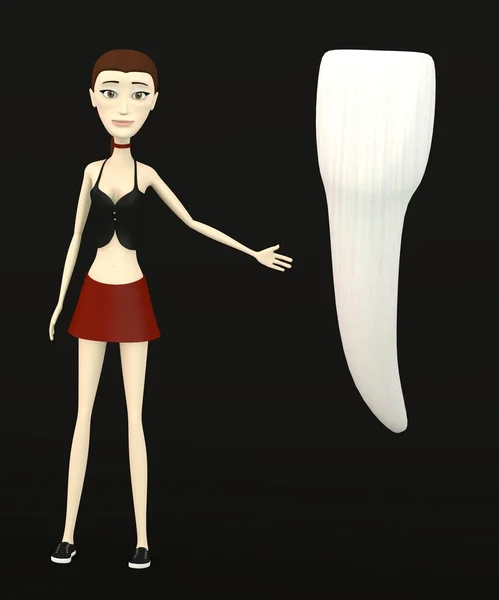 3D render ile diş çizgi film karakteri — Stok fotoğraf