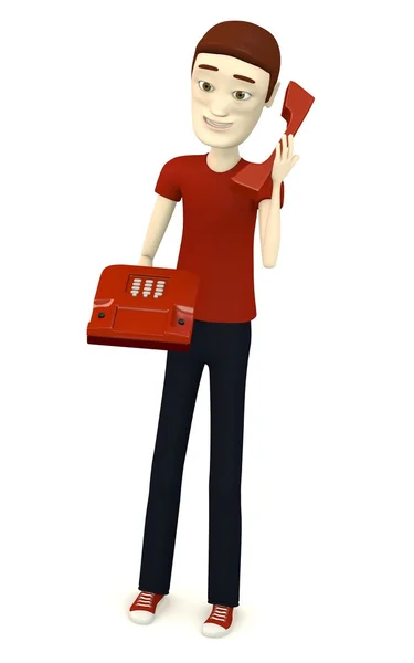 3d renderização de personagem de desenho animado com telefone — Fotografia de Stock